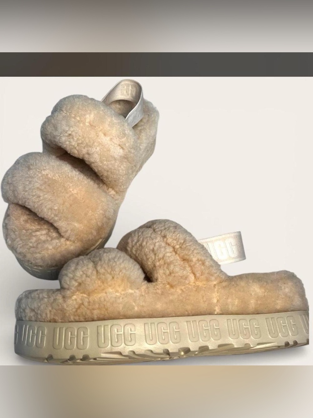 UGG Fuzz Yeah Platform Shearling Slippers Size 7/7.5